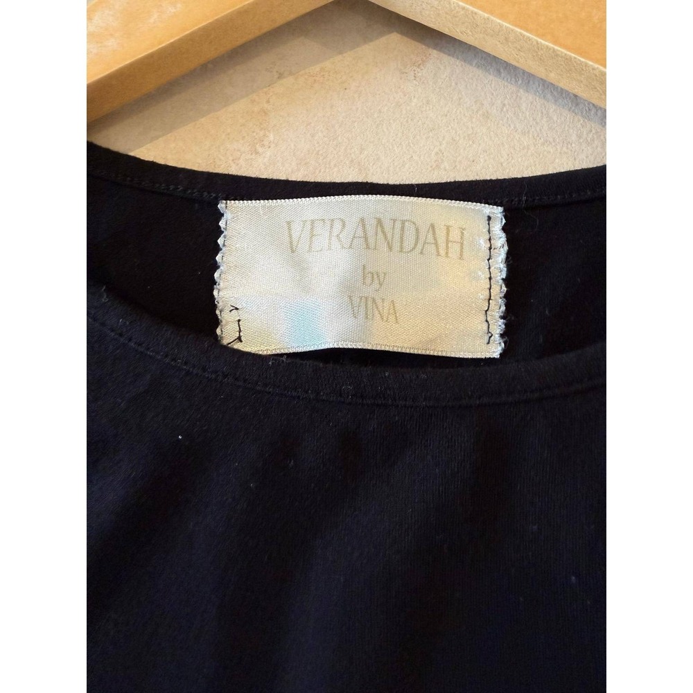 Verandah by Vina Womens Black Cold Shoulder Oversized Midi Kaftan Dress Viscose - Picture 2 of 8